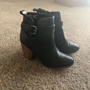 Black Ankle Boots with Buckle Detail